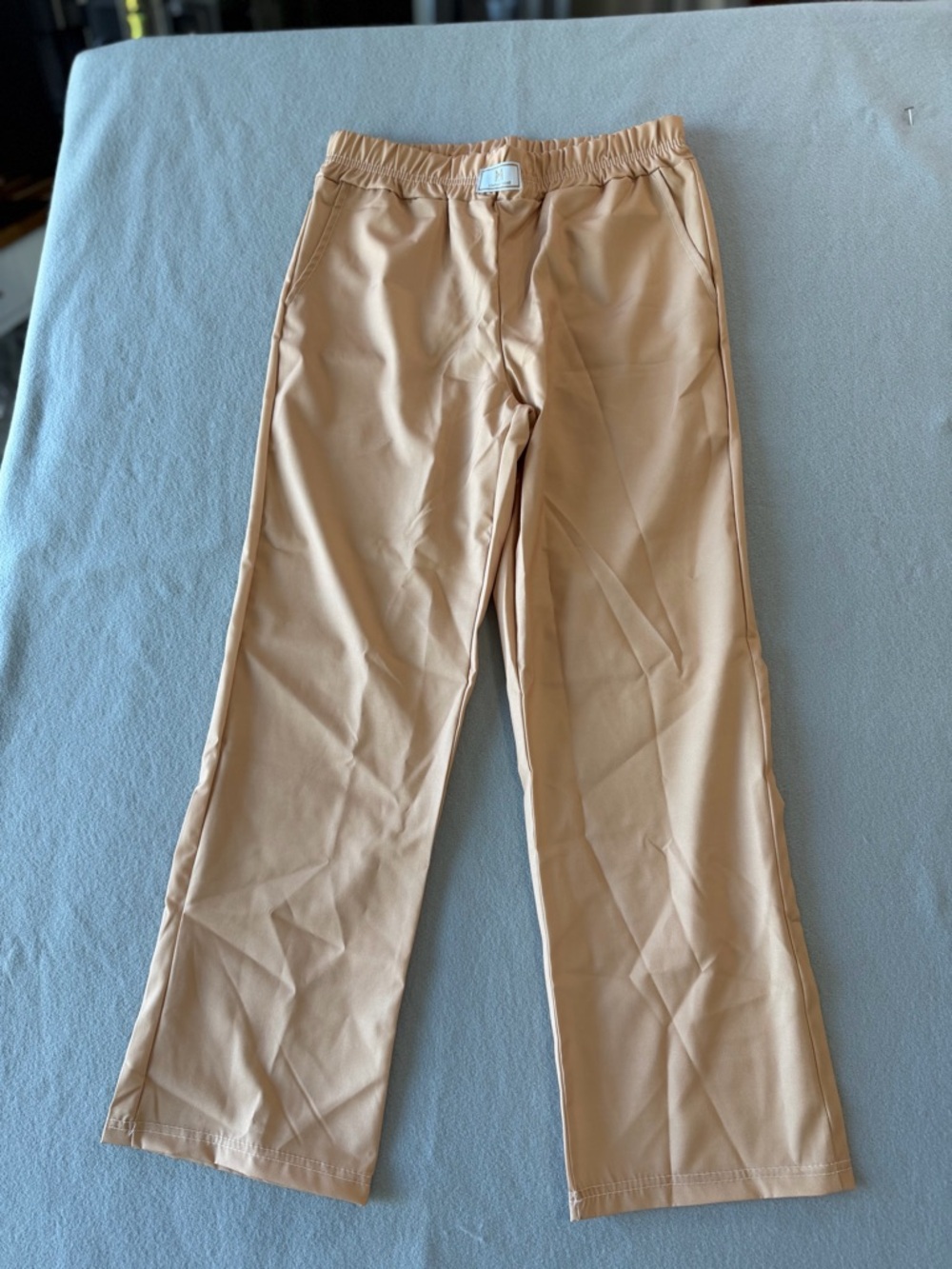 Women's Tan Elastic Waist Pull On Front Pocket Pants Size Large #260884